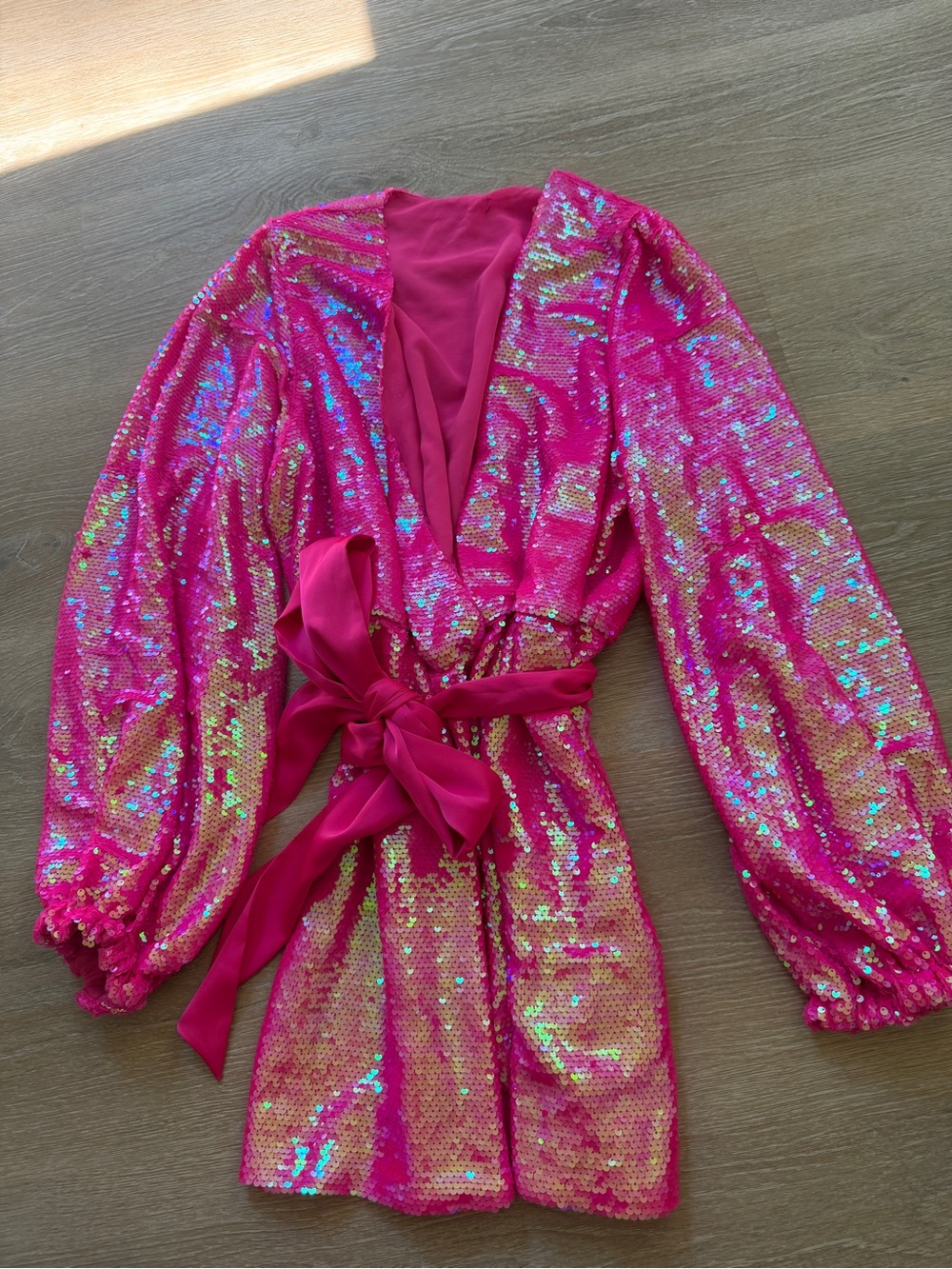 Nadine Merabi Pink Sequin Izzie wrap dress WORN ONCE